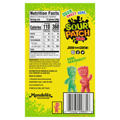 SOUR PATCH KIDS Original Soft & Chewy Candy, 3.5 oz Box