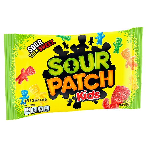 SOUR PATCH KIDS Candy, Original Flavor, 1 Bag (14 oz.)
This package contains 1 individual 14 oz. bag of Original SOUR PATCH KIDS Candy.
Let your imagination (and taste buds) run wild with soft, chewy, and fun SOUR PATCH KIDS candy, the mischief-making treat beloved by everyone.
First they're sour. Then they're sweet! These chewy, kid-shaped confections turn snacking at the movies, school, and the office into a tasty, play-filled break.
Individual bags are perfect for snacking and sharing (or not). Fill goodie bags, gift baskets, lunch boxes, or treat jars, prep for a party, or stock your home or office for inevitable candy cravings.
Each serving of candy is only 150 calories.