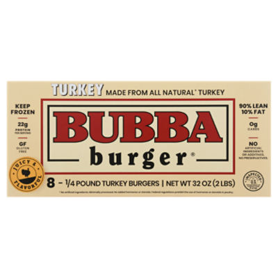 Bubba Burger Turkey Burgers 8 Each 32oz, 32 Ounce