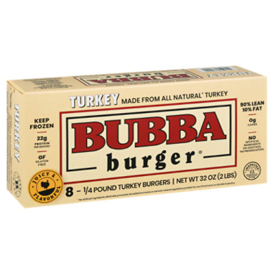 Bubba Burger Burgers, Turkey, 90%/10% 8 ea
