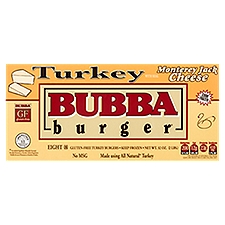 Bubba Burger Monterey Jack Cheese Gluten-Free Turkey, Burgers, 8 Each