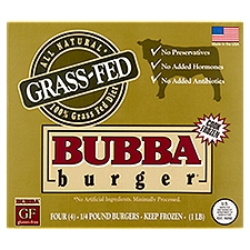 Bubba Burger Grass-Fed Burgers, 1/4 lb, 4 count