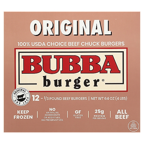 Bubba Burger Original Gluten Free Burgers, 12 count, 64 oz