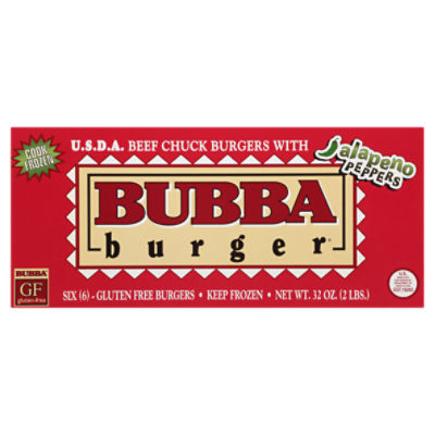 Save on Bubba Burger Beef Chuck Burgers with Jalapeno 1/3 lb ea - 6 ct  Frozen Order Online Delivery