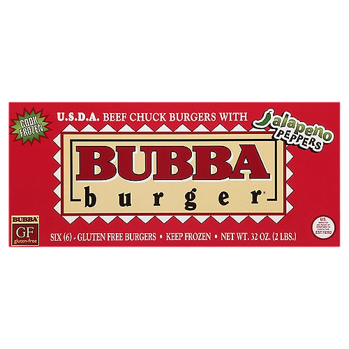 Bubba Burger Beef Chuck with Jalapeno Peppers Burgers 6 ea