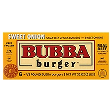 Bubba Burger Beef Chuck Burgers with Sweet Onions - 6 count, 2 Pound