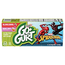 Yoplait Go-GURT Wall Crawler Strawberry and Heroic Punch Low Fat Yogurt, 2 oz, 8 count
