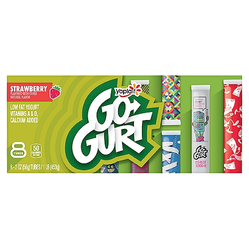 Yoplait Go-Gurt Strawberry Low Fat Yogurt, 2 oz, 8 count