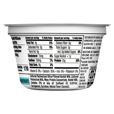 Ratio Yogurt Protein Cultured Dairy Snack, Coconut, 25g Protein, 5.3 OZ 