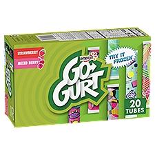 Yoplait Go-Gurt Strawberry and Mixed Berry Fat Free Yogurt Value Pack, 2 oz, 20 count