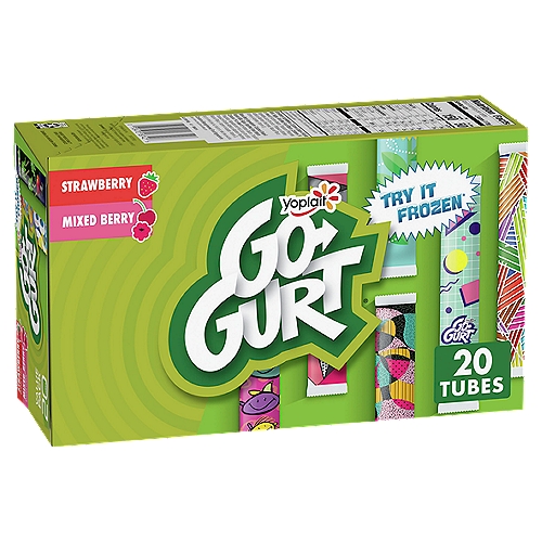 Yoplait Go-Gurt Strawberry and Mixed Berry Fat Free Yogurt Value Pack, 2 oz, 20 count