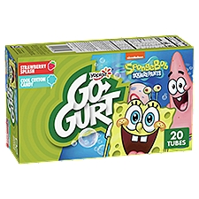 Yoplait Go-Gurt Strawberry Splash and Cool Cotton Candy Fat Free Yogurt Value Pack, 2 oz, 20 count