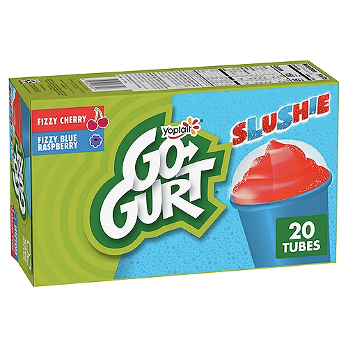Yoplait Go Gurt Frizzy Cherry and Blue Raspberry Slushie Value Pack, 2 oz, 20 count