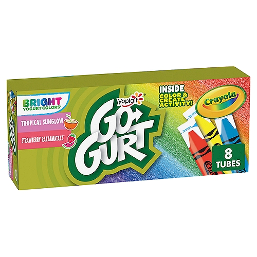 Yoplait Go-Gurt Crayola Tropical Sunglow Strawberry Razzamatazz Tubes, 2.0 oz, 20 count