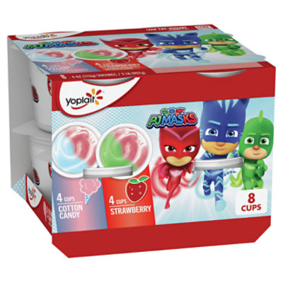 Yoplait PJ Masks Cotton Candy and Strawberry Low Fat Yogurt, 4 oz, 8
