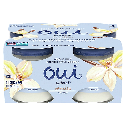 oui by Yoplait Vanilla French Style Yogurt, 5 oz, 4 count
Inspired by our traditional french recipe, each Oui by Yoplait yogurt is individually cultured, crafted, and set in its own glass pot for eight hours for a deliciously thick texture and subtly sweet taste. Oui - it's French for ''yes. ''
