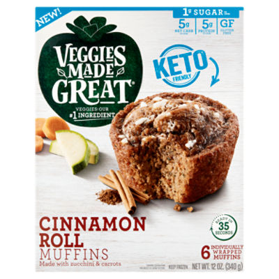 Veggies Made Great Cinnamon Roll Muffins, 6 count, 12 oz