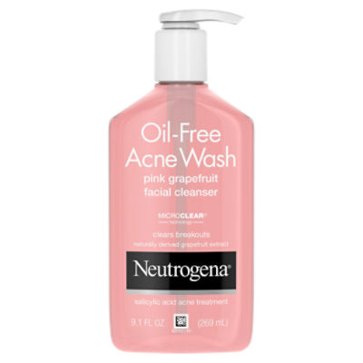 Neutrogena Oil-Free Acne Wash Pink Grapefruit Facial Cleanser, 9.1 fl oz