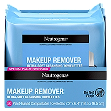 Neutrogena Makeup Remover Ultra-Soft Cleansing Towelettes Special Value Twin Pack, 50 count