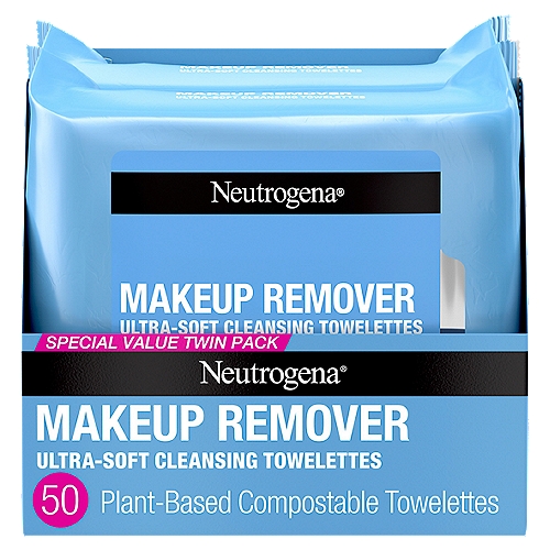 Neutrogena Makeup Remover Wipes & Face Cleansing Towelettes, Special Value Twin Pack, 50 count