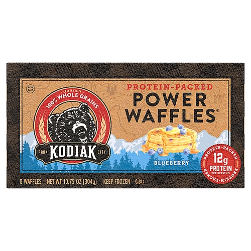 Kodiak Cakes Power Waffles Protein-Packed Blueberry Waffles, 8 count, 10.72 oz
Toss Kodiak Cakes Blueberry Power Waffles in the toaster and let the smell of 100% whole grain waffles and mountain blueberries fill your kitchen.