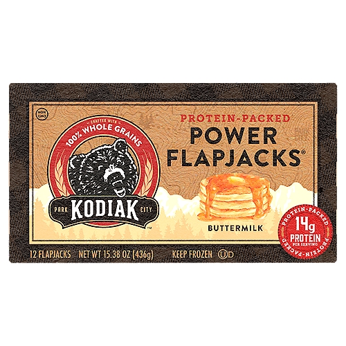 Kodiak Cakes Power Flapjacks Protein-Packed Buttermilk Flapjacks, 12 count, 15.38 oz
Kodiak Cakes Buttermilk Power Flapjacks are crafted from a frontier recipe that uses 100% whole grains and non-GMO ingredients—the only difference is you don’t have to fire up a griddle to cook them.