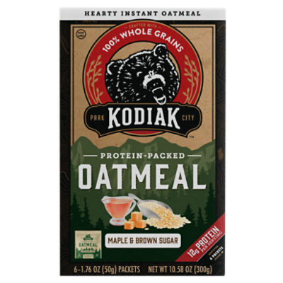 Kodiak Cakes Maple & Brown Sugar Oatmeal, 1.76 oz, 6 count, 1.76 Ounce