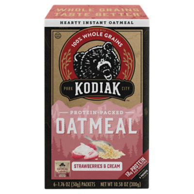 Kodiak Cakes Strawberries & Cream Oatmeal, 1.76 oz, 6 count 