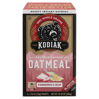 Kodiak Cakes Strawberries & Cream Oatmeal, 1.76 oz, 6 count
