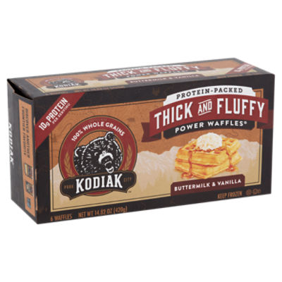 Kodiak Cakes Power Waffles Thick and Fluffy Buttermilk & Vanilla Waffles, 6 count, 14.82 oz