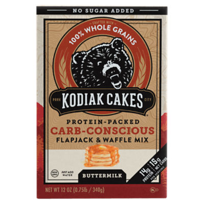 Kodiak Cakes Carb-Conscious Buttermilk Flapjack & Waffle Mix, 12 oz