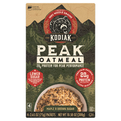 Kodiak Maple & Brown Sugar Peak Oatmeal, 2.65 oz, 4 count