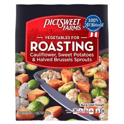 Pictsweet Farms® Vegetables for Roasting, Cauliflower, Sweet Potatoes & Halved Brussels Sprouts, Frozen Vegetables, 18 oz