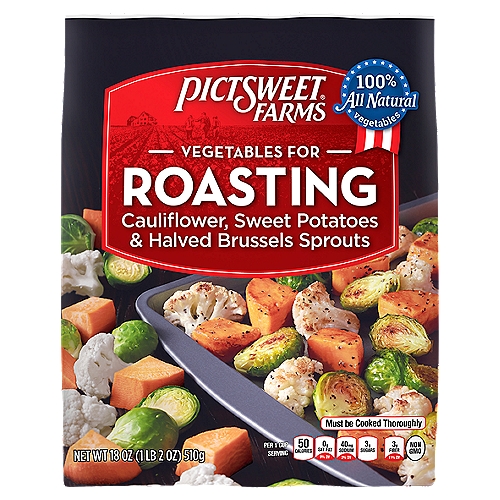 Pictsweet Farms® Vegetables for Roasting, Cauliflower, Sweet Potatoes & Halved Brussels Sprouts, Frozen Vegetables, 18 oz