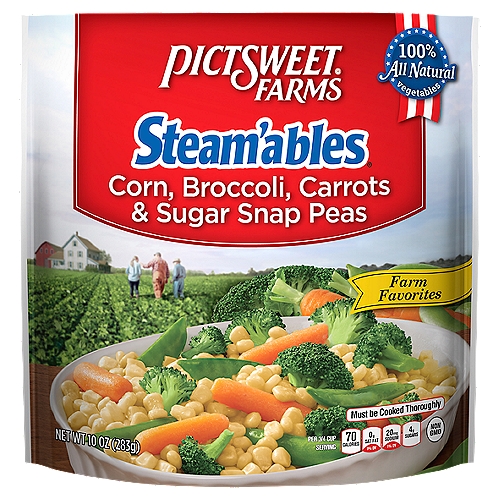 Pictsweet Farms Steam'ables Corn, Broccoli, Carrots & Sugar Snap Peas, 10 oz