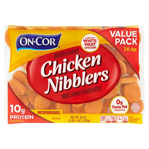 On-Cor Breaded & Cooked Chicken Nibblers Value Pack, 36 oz
Niblet Shaped Chicken Patties