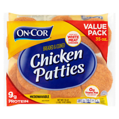 On-Cor Breaded & Cooked Chicken Breast Patties with Rib Meat Value Pack, 35 oz