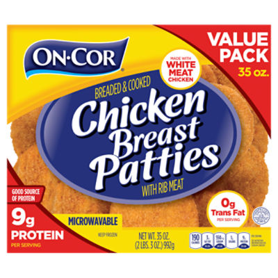 On-Cor Breaded & Cooked Microwavable Chicken Patties Value Pack, 35 oz