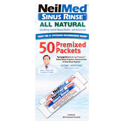 NeilMed Sinus Rinse All Natural Soothing Saline Nasal Rinse Premixed ...