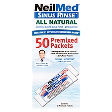 NeilMed Sinus Rinse All Natural Soothing Saline Nasal Rinse Premixed Packets, 50 count, 1 Each