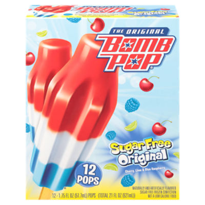 Bomb Pop The Original Sugar Free Cherry, Lime & Blue Raspberry Pops, 1.75 fl oz, 12 count