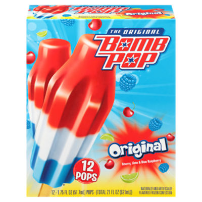 Bomb Pop The Original Cherry, Lime & Blue Raspberry Pops, 1.75 fl oz