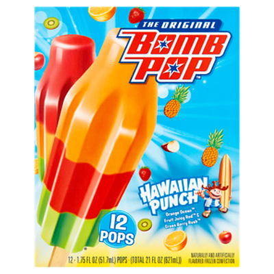 Bomb Pop The Original Hawaiian Punch Pops, 1.75 fl oz, 12 count