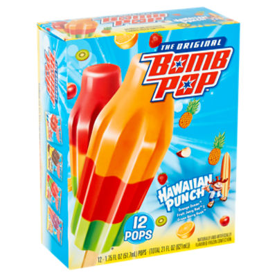 Bomb Pop The Original Hawaiian Punch Pops, 1.75 fl oz, 12 count