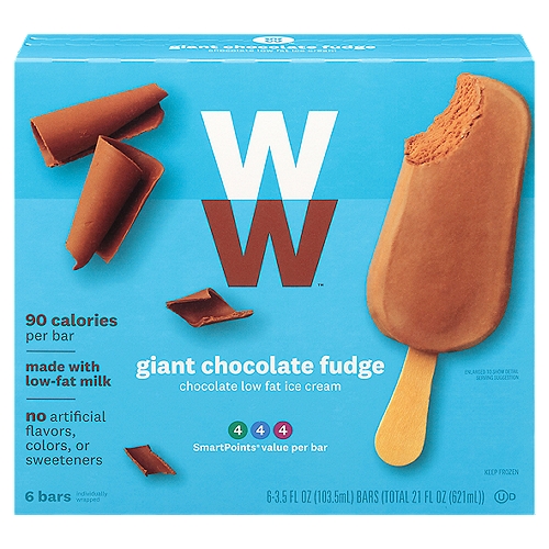 WW Giant Chocolate Fudge Low Fat Ice Cream Bars, 3.5 fl oz, 6 count