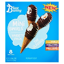 Blue Bunny Mini Swirls The Classic Frozen Dairy Dessert Variety Pack, 2.25 fl oz, 8 count, 18 Fluid ounce