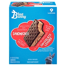 Blue Bunny Frozen Dairy Dessert Sandwiches Chocolate Lovers, 38.3 Fluid ounce