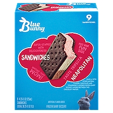 Blue Bunny Neopolitan Frozen Dairy Dessert Sandwiches, 4.25 fl oz, 9 count