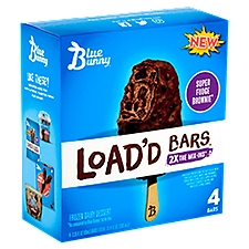 Blue Bunny Load'd Bars Super Fudge Brownie, Frozen Dairy Dessert, 3.4 Fluid ounce