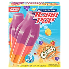 Bomb Pop The Original Crush Grape, Strawberry & Orange Pops, 1.75 fl oz, 12 count
